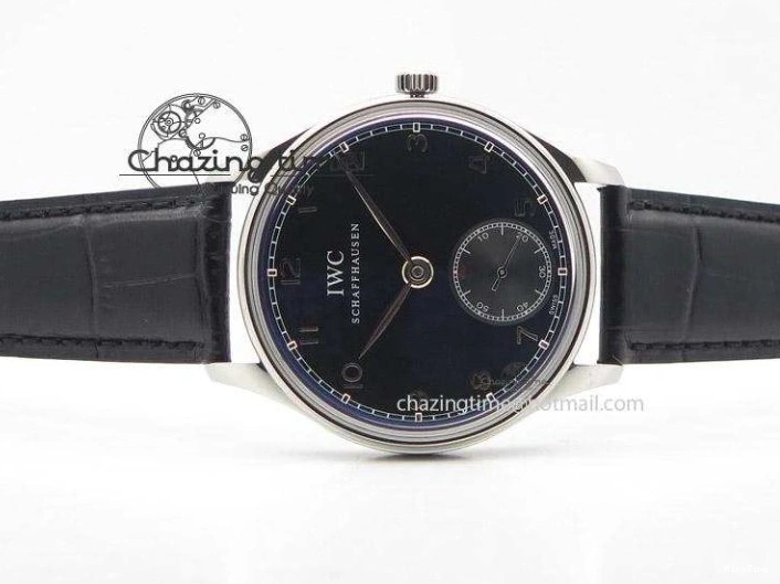 MIROTIME 0425 Portuguese IW545407 Black Dial ZF 1:1 Best Edition On Dark Blue Leather Strap DailyWear 7337